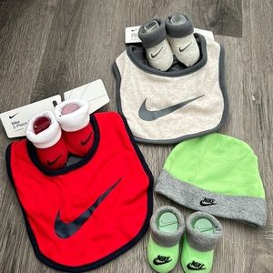Nike bib and bootie sets + beanie & bootie